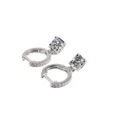 Sterling Silver 925 Dazzling Moissanite Dangler Drop Earrings