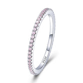 Sterling Silver 925 Circle Clear CZ Geometric Stackable Rings