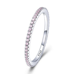 Sterling Silver 925 Circle Clear CZ Geometric Stackable Rings