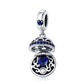 Sterling Silver 925 Gift Box Dangle Ball Charm Pendant