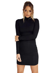 Women Casual Long Sleeved Knit Stretch Dress