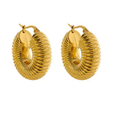 Women 18kt Gold Trendy Round Chunky Hoop Earrings