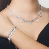 Accessories Women White CZ Cute Butterfly Jewellery Set