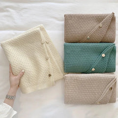Women Winter Knitted Button Poncho Shawls