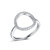 Sterling Silver 925 Hollow White And Rose Gold Cubic Zirconia Ring