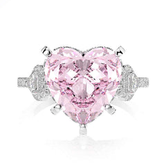100% 925 Sterling Silver Heart Pink Sapphire Gemstone Ring