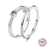 Sterling Silver 925 Heart Stone Finger Rings