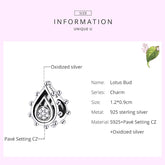 Sterling Silver 925 Women Lotus Bud Charms