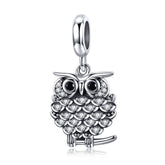 Sterling Silver 925 Crystal Owl Animal Charms