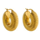 Women 18kt Gold Trendy Round Chunky Hoop Earrings