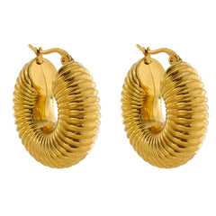 Women 18kt Gold Trendy Round Chunky Hoop Earrings