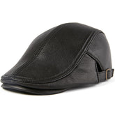 Men Real Leather Flat Beret Caps