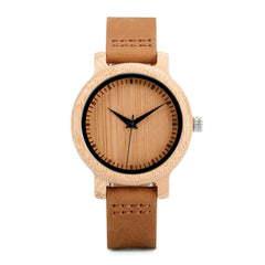 Women Casual Quartz Natural Bamboo Wristwatch