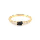 Sterling Silver 925 Black Zircon Gold Plated Ring