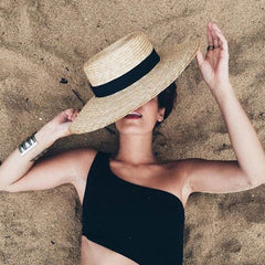 Women Accessories Wheat Panama Wide Brim Straw Hat