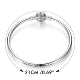 Sterling Silver 925 Women Snowflake Clasp Snake Chain Bracelet