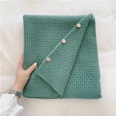 Women Winter Knitted Button Poncho Shawls
