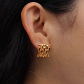 18K Gold Plated Hollow Weave Stud Earring Classic Stainless Steel Hollow Square Stud Earrings for Women Jewelry Party Gift