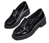 Women Casual Leather Oxfords Slip on Platforms