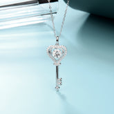 Sterling Silver 925 1.0Ct Moissanite Diamond Key Pendant Necklace