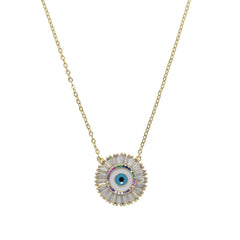 Accessories Turkish Evil Eye Round Stone Pendant Necklace