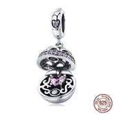 Sterling Silver 925 Gift Box Dangle Ball Charm Pendant