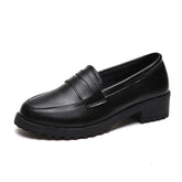 Women Casual Leather Oxfords Slip on Platforms