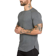 Men Muscle Hugging Gym Fitness Active T Shirt