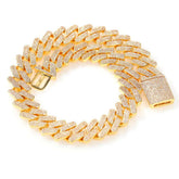 18mm Cubic Zircon 3rows Cubans Link Necklace Gold Plated Luxury Copper Micro Paved CZ Cuban Chain 16/18/20inch