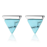 Sterling Silver 925 Turquoise Triangle Stud Earrings