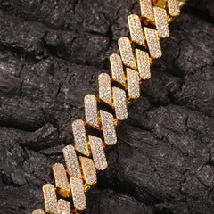 18mm Cubic Zircon 3rows Cubans Link Necklace Gold Plated Luxury Copper Micro Paved CZ Cuban Chain 16/18/20inch
