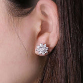1.0ct 5.0mm Round Excellent Cut DF Color VVS1 Moissanite 18K White gold Stud Flower Earring