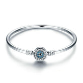 Sterling Silver 925 Blue Evil Eye Bangle Bracelet