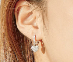 Sterling Silver 925 Shining Heart Drop Earrings