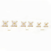 Sterling Silver 925 Zircon Flower Stud Earrings