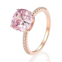 100% 925 Sterling Silver Moissanite Gemstone Replica Rose Gold Ring