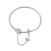 Sterling Silver 925 Women 3mm Snake Charm Bracelet with Sunflower Safety Chain