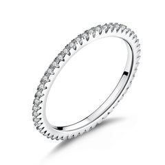 Sterling Silver 925 Circle Clear CZ Geometric Stackable Rings