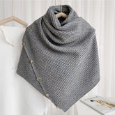 Women Winter Knitted Button Poncho Shawls