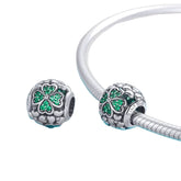 Sterling Silver 925 Women Elegant Shamrock Green CZ Charms