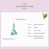 Sterling Silver 925 Enamel Bike Charm for Bracelet