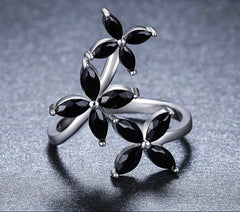 Sterling Silver 925 Elegant Black Spinel Rings