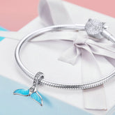 Sterling Silver 925 Sparkling Mermaid Tail Blue Enamel Charms