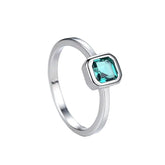 Sterling Silver 925 Classic Square Emerald Gemstone Ring