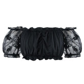 Women Off Shoulder Victorian Gothic Lolita Lace Crop Top