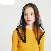 Women Modest Black Lace Head Scarf