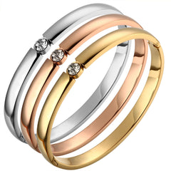 Stainless Steel CZ Rose Gold Bangles Cuff Bracelets