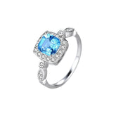 Sterling Silver 925 Blue Square Topaz Ring