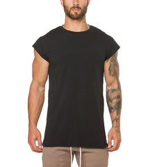 Men Muscle Hugging Gym Fitness Active T Shirt