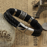 Men Classic Vintage Wide Weave Wristband Leather Bracelets